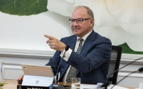The National Party MP for Rangitikei, Ian McKelvie makes a quip while chairing the Governance and Administration Select  Committee through the Estimates Hearings 2023.
