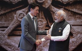 File photo. India's Prime Minister Narendra Modi (R) shakes hand with Canada's Prime Minister Justin Trudeau ahead of the G20 Leaders' Summit in New Delhi on September 9, 2023.