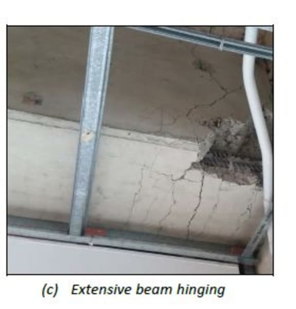 Damage to a beam identified in the report.