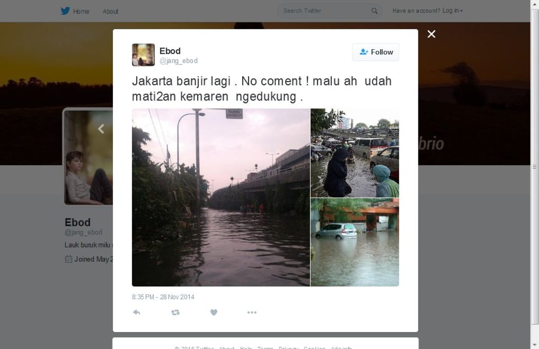 Jakarta flood photo on Twitter