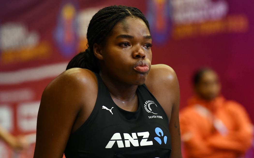 Grace Nweke of New Zealand during the Netball World Cup 2023, Pool D match between New Zealand and Singapore at Cape Town International Convention Centre Court 1 on July 30, 2023 in Cape Town, South Africa. (Photo by Ashley Vlotman/Gallo Images/Netball World Cup 2023)
