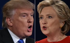 Republican presidential nominee Donald Trump and Democratic presidential nominee Hillary Clinton facing off during the first presidential debate, in New York on 26 September.