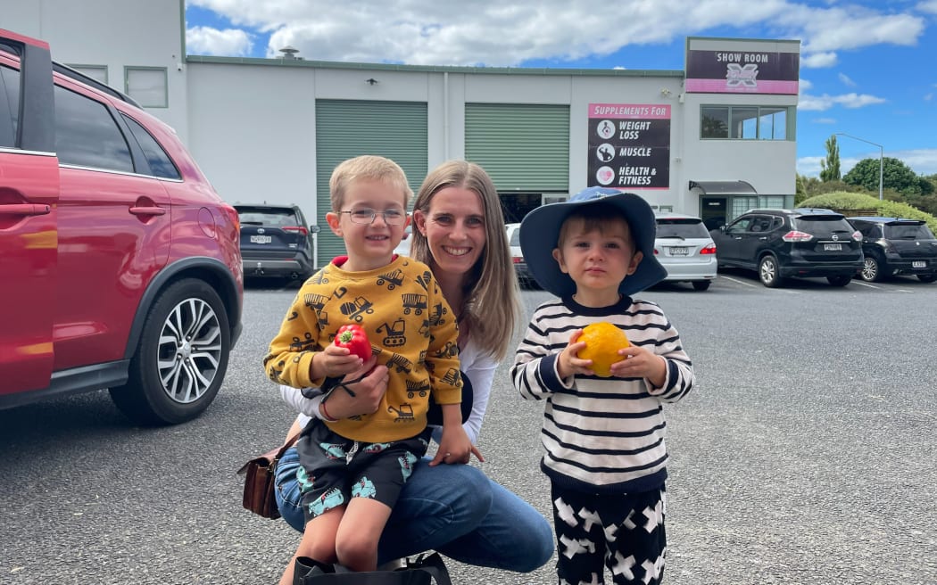 May and her children were one of the first customers at the Westgate market.