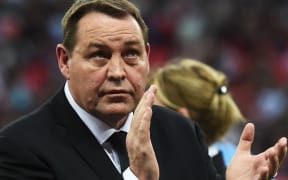The All Blacks coach Steve Hansen. New Zealand v Argentina Rugby World Cup 2015 match at Wembley Stadium in London.