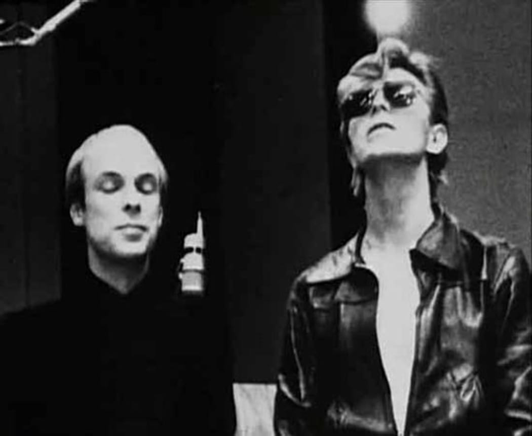 Brian Eno and David Bowie circa 1978