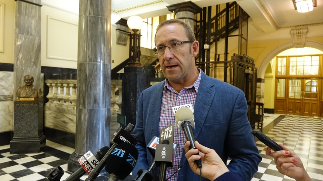 Labour leader Andrew Little at today's stand-up at Parliament.