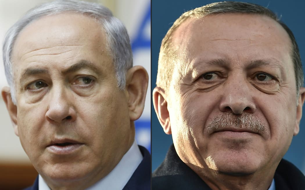 Israeli Prime Minister Benjamin Netanyahu, left, and Turkish President Recep Tayyip Erdogan.