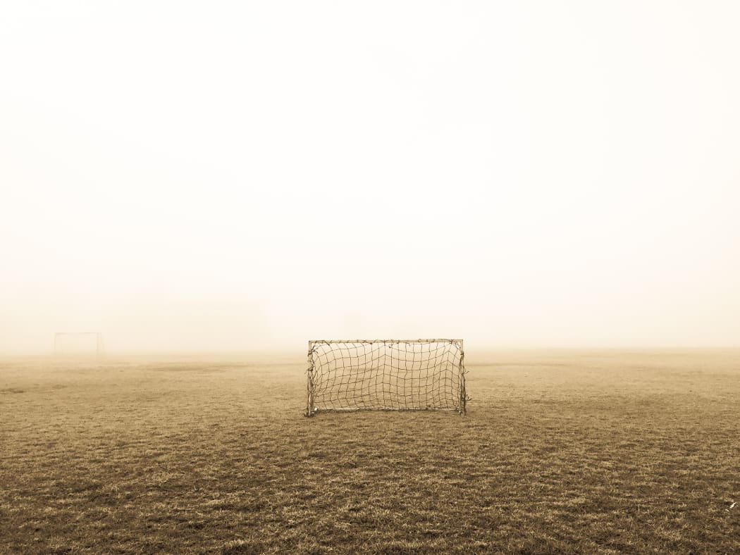 empty sport field. soccer goal. generic