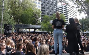 Academics and lawyers joined hundreds of students at the protest in Wellington