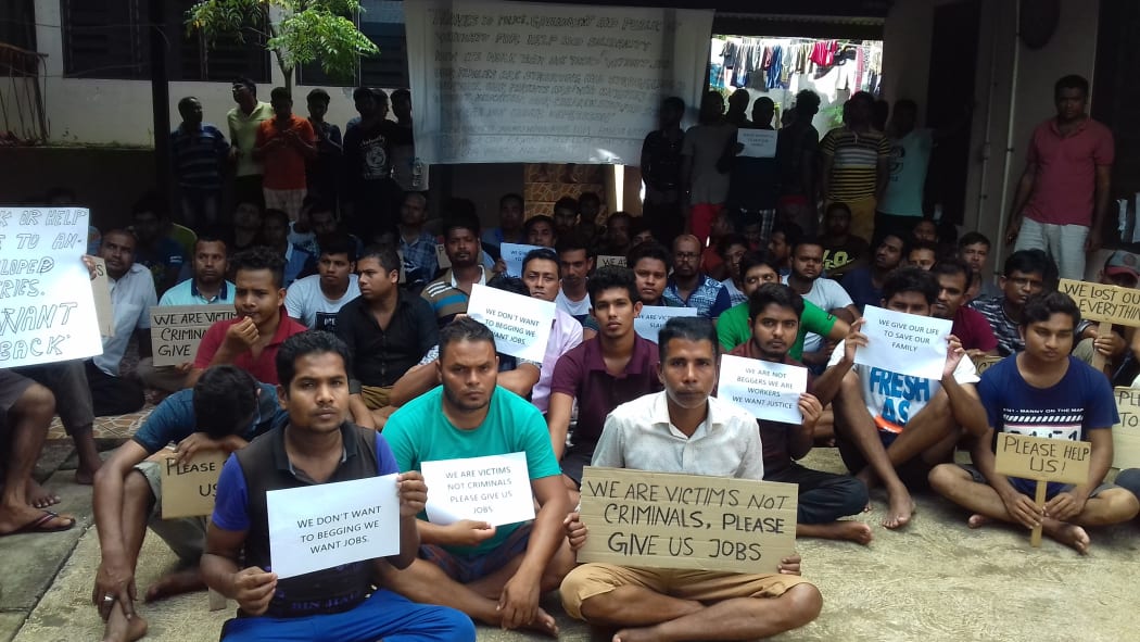 A group of Bangladeshi men stuck in limbo in Port Vila.