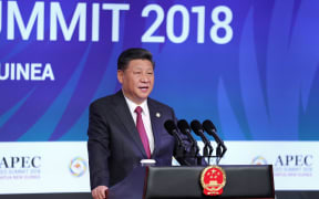 Chinese President Xi Jinping delivers a keynote speech titled Jointly Charting a Course Toward a Brighter Future while attending the Asia Pacific Economic Cooperation (APEC) CEO Summit in Port Moresby,