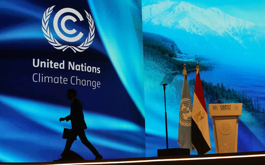 A view of the 2022 United Nations Climate Change Conference, better known as COP27, at the Sharm el-Sheikh International Convention Center in Egypt's Red Sea resort of Sharm el-Sheikh.