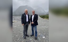 Tourism Minister Stuart Nash and West Coast MP Damien O'Connor at Franz Josef.