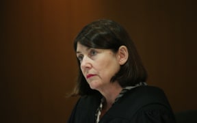 Chief District Court judge Jan-Marie Doogue listening to arguments in the case against the Ministry of Social Development at the Wellington District Court, 4 July 2016