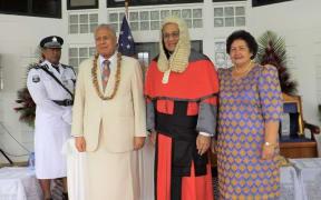 New Samoa Chief Justice Satiu Simativa Perese and his masiofo
