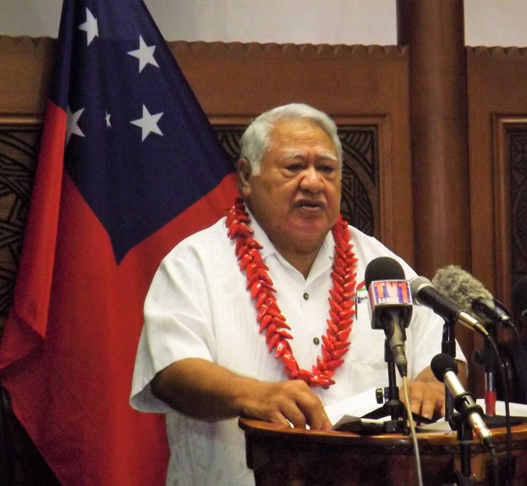 Tuila'epa Sa'ilele Malielegaoi addressing Samoa on the measles epidemic.