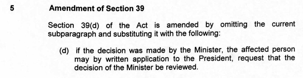 Amendments to Nauru's Passport Act includes a clause that appeals against government actions are made to the President, rather than the court.