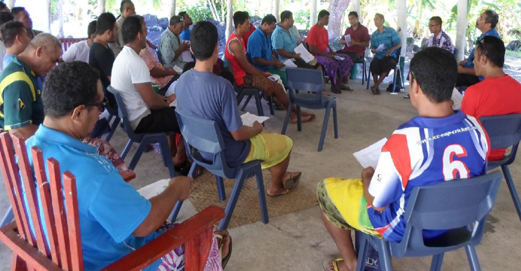 A group of men in Samoa participate in the inquiry.