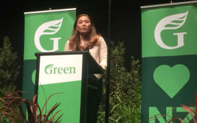 Green Party co-leader Marama Davidson speaking at the party's AGM.