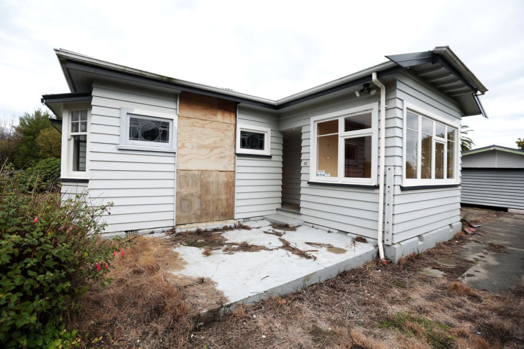 A house hit by the Christchurch earthquakes