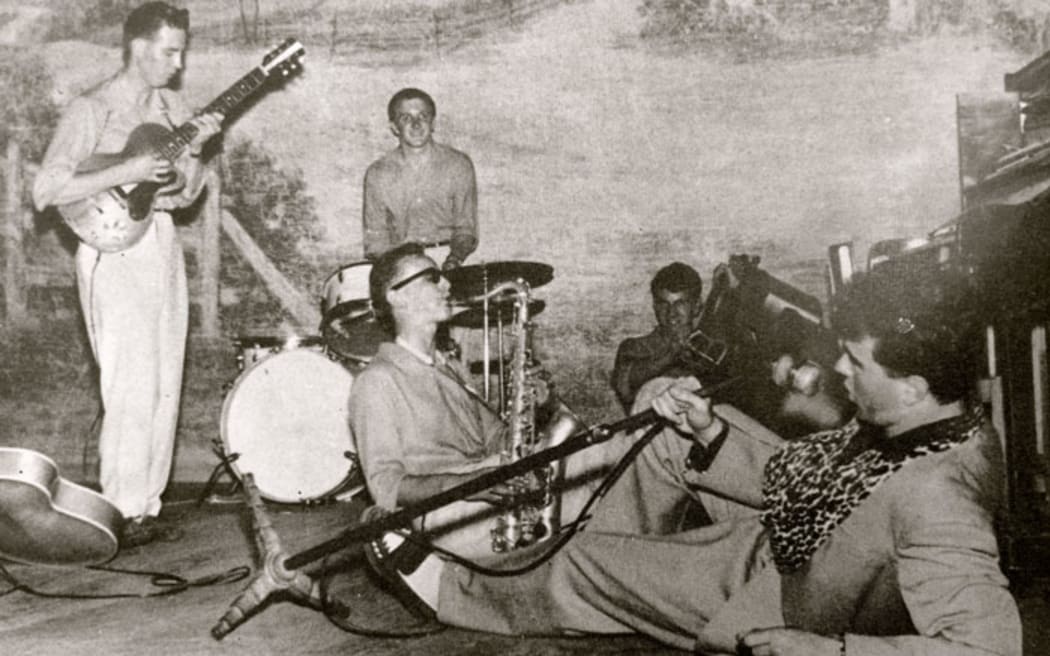 Johnny Devlin and band in Napier, January 1959