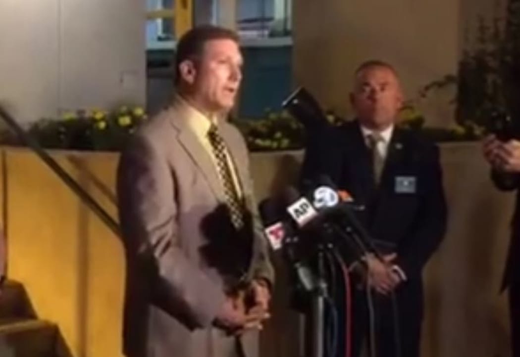 Los Angeles County sheriff's lieutenant John Carina addresses media.