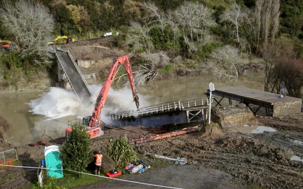The Te Reinga bridge is brought down.