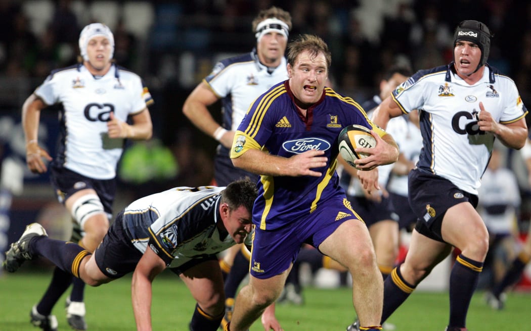 Clarke Dermody in action during the Rugby Union Super 14 match between the Highlanders and the Brumbies at Carisbrook in 2007