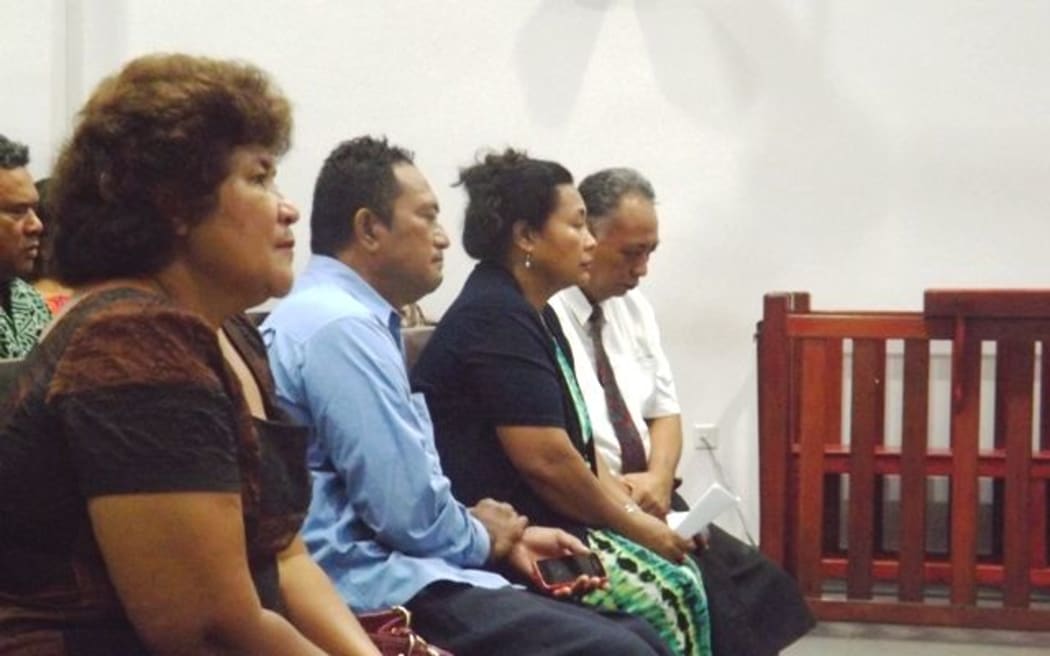 MP, Aliimalemanu Alofa tu'uau (L) and and former MP, Lafaitele Patrick Leiataualesa, (far R) with supporters in court.