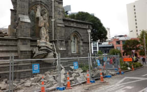 The remains of a toppled building in central Christchurch.