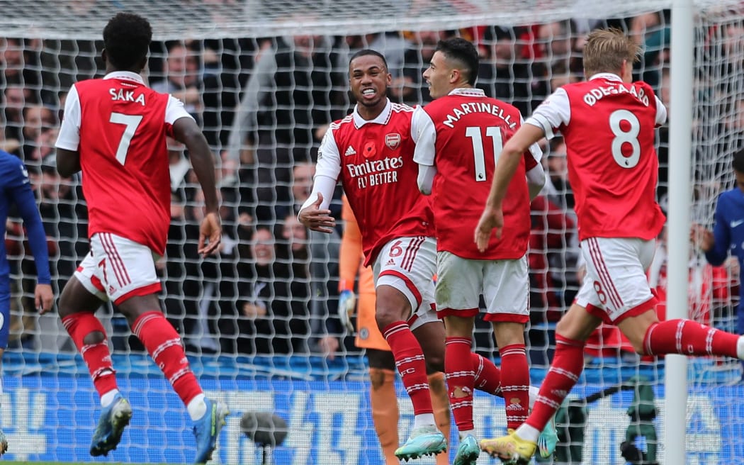 Arsenal players celebrate