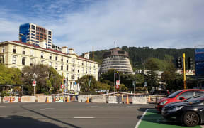 Bollards remain in central Wellington on 4 March, 2022, after a 23-day occupation of Parliament grounds by anti-mandate and other protesters.