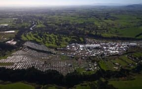 An aerial view of Fieldays at Mystery Creek.