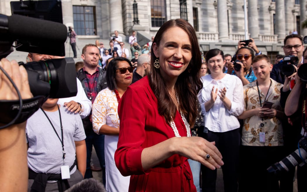 Crowds applaud outgoing PM Jacinda Ardern as she leaves parliament for the final time as Prime Minister