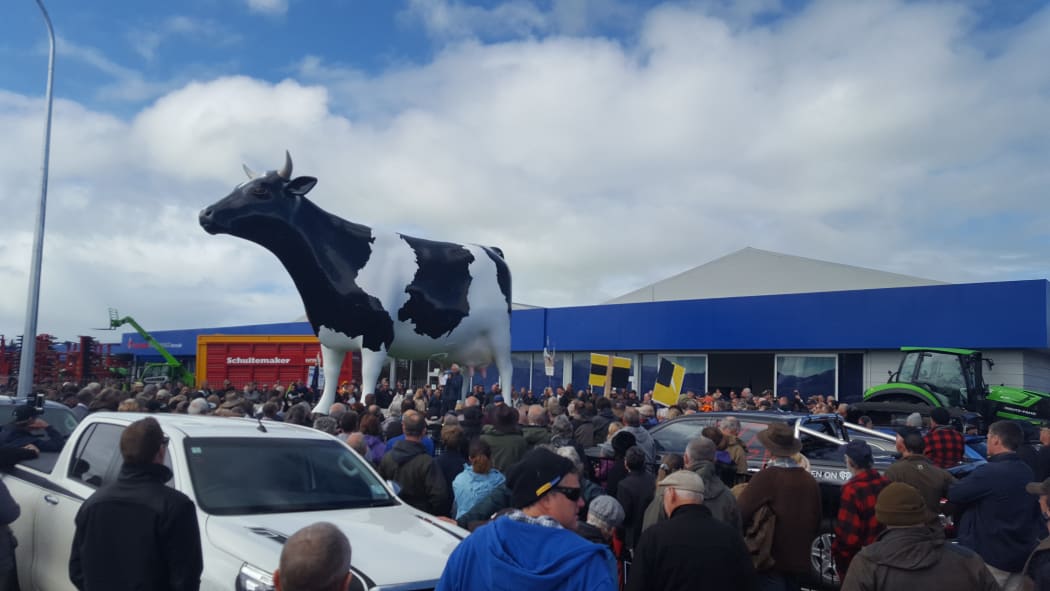 About 500 people turned out for the Morrinsville protest.