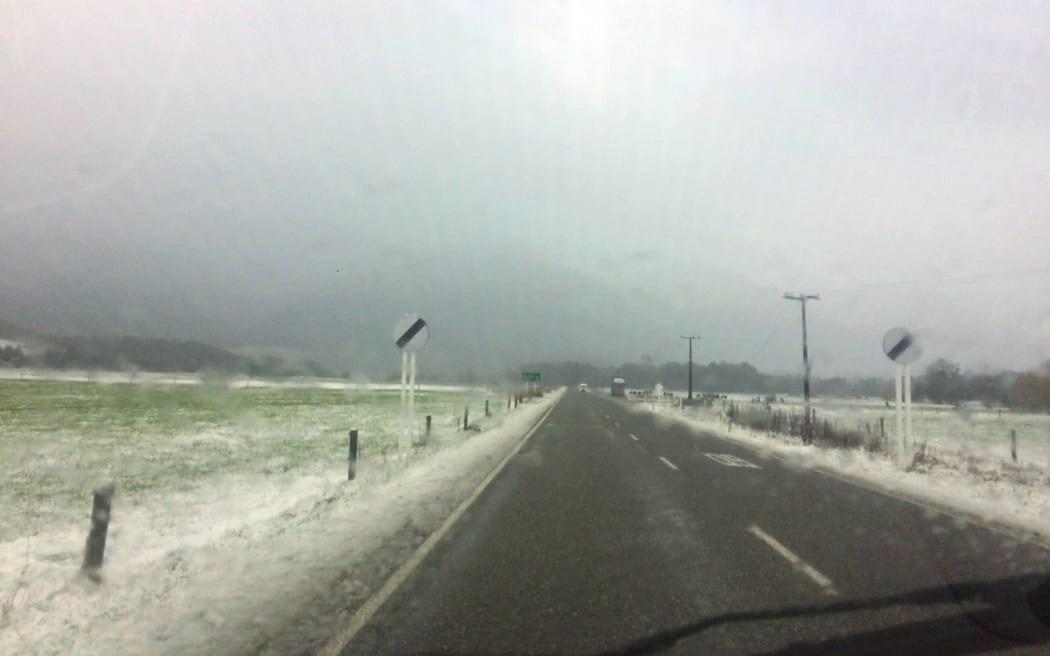 The road into the Lewis Pass this afternoon.