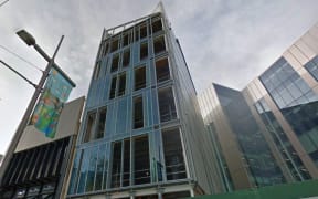 The building at 230 High Street, Christchurch, during its construction.