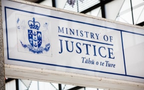 Ministry of Justice sign outside the Auckland District Court
