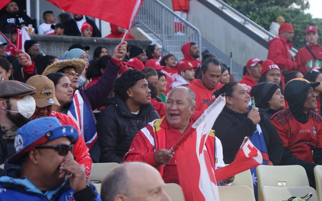Tongan fans at Mt Smart stadium.