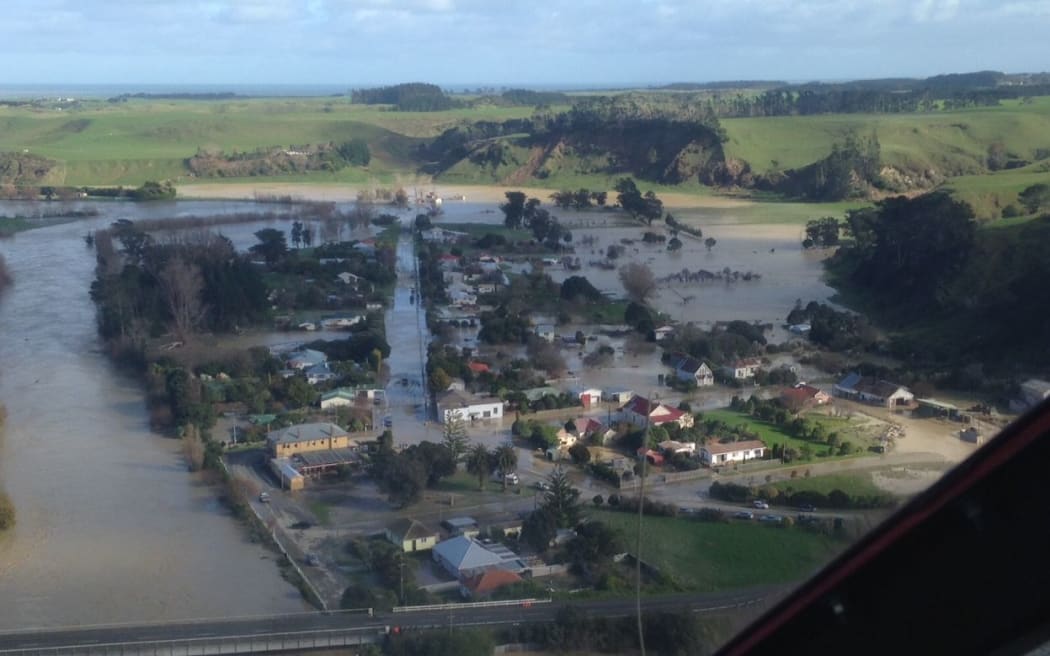 Aerial photo of Waitotara. Whanganui flood