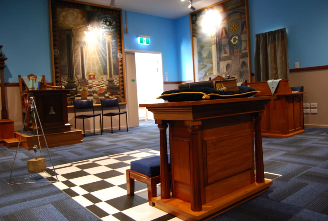 The altar stands proudly in the Freemasons new centre in Christchurch  
- the Canterbury Kilwinning Lodge.