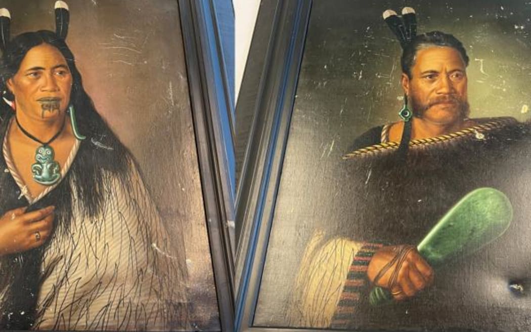 The portraits of Chieftainess Ngatai-Raure and Chief Ngatai-Raure were recovered on 6 December 2022 after being stolen in 2017.