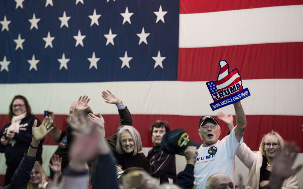 Supporters cheer as Republican presidential candidate Donald Trump speaks to the crowd in South Carolina.
