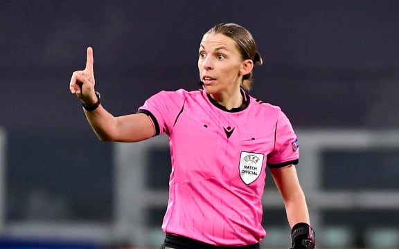 French referee Stephanie Frappart ( first woman to officiate a Champions League game)