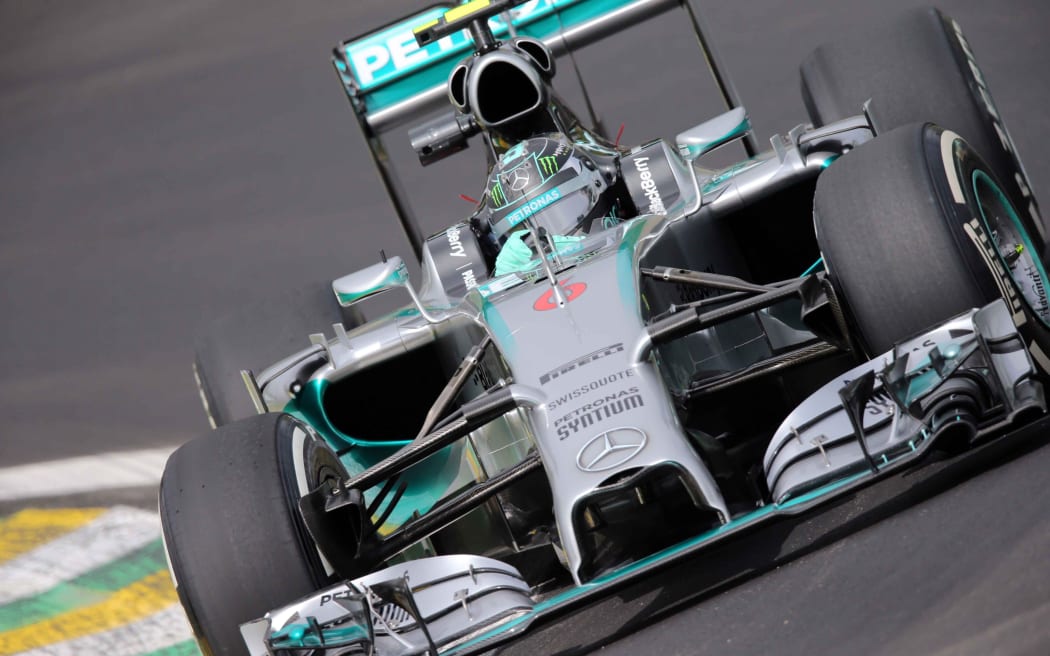 Formula One driver Nico Rosberg turns a corner.
