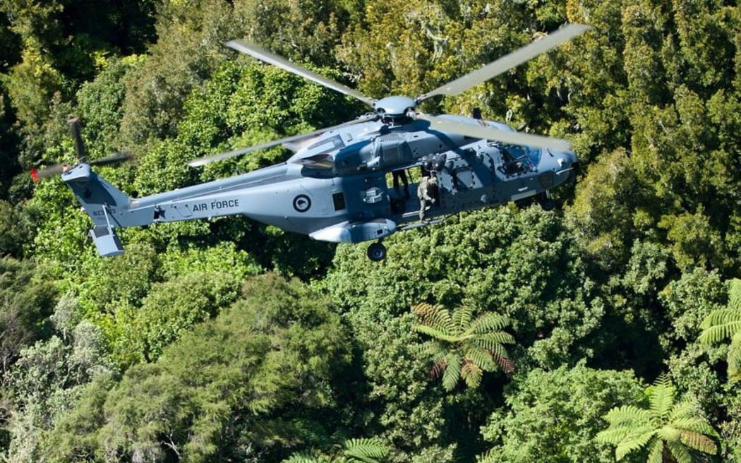 An Air Force NH90 helicopter in action.