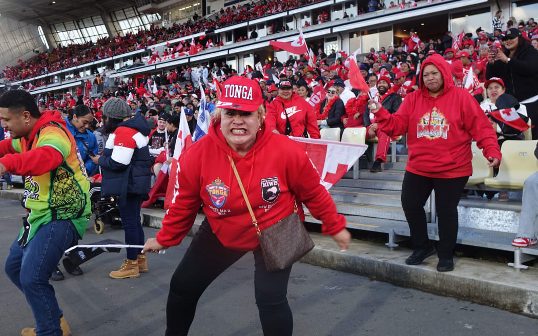 Tongan fans at Mt Smart stadium.