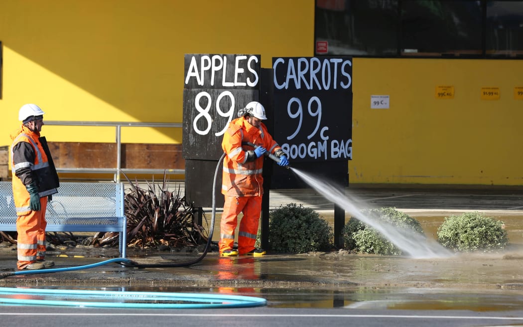 Flooding damage to a business on Taupo Quay.