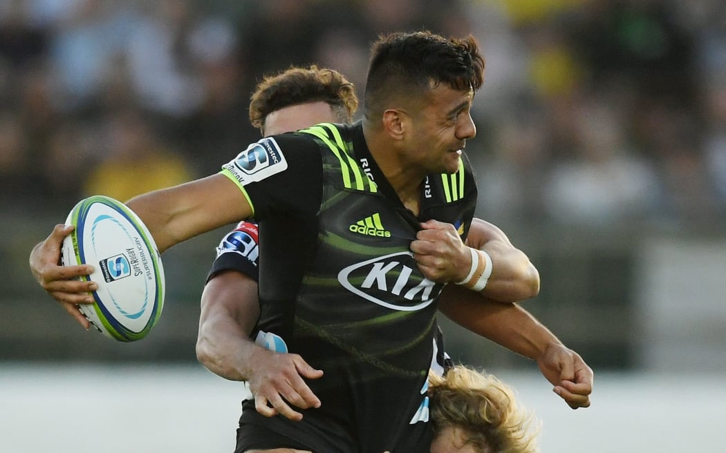 Hurricanes Chase Tiatia in action in the Super Rugby match against Brumbies.