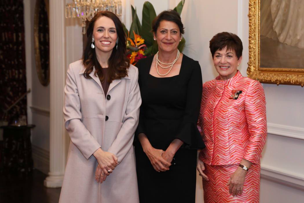 Prime Minister Jacinda Ardern, Poto Williams Minister for Police, Building and Construction and Associate Minister for Children and Public Housing; and Governor-General Dame Patsy Reddy.